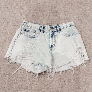Abercrombie & Fitch Boyfriend Fit Light Blue Distressed Denim Shorts